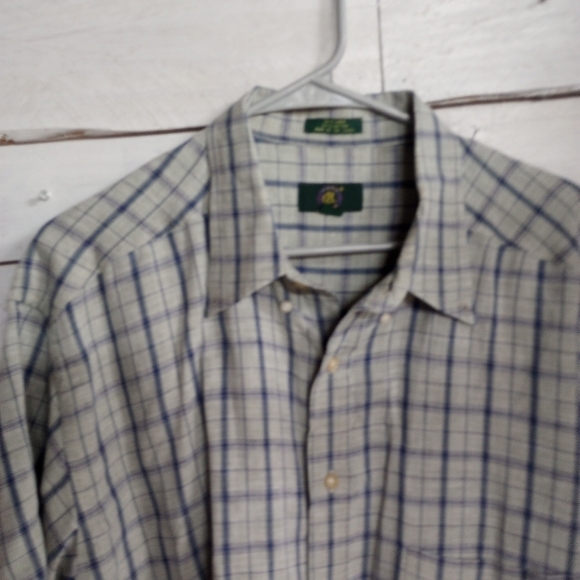 Club Room Men's 2XL Linen Blend Button Front Short Sleeve Shirt Gray Blue Square - Picture 2 of 10